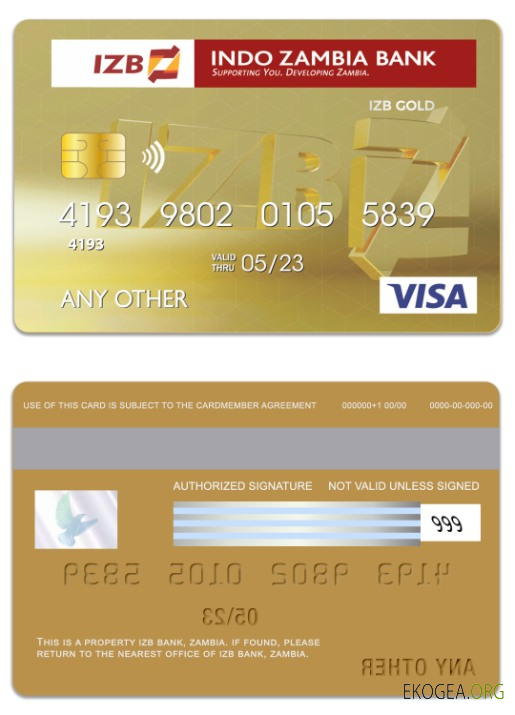 Carte Visa Gold de la Zambie IZB Bank